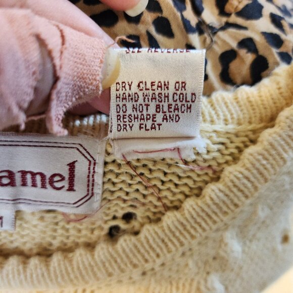 Vintage Bechamel Short Slv Sweater Knit Cross Stich Top USA Women M Retro 80's - Picture 12 of 12